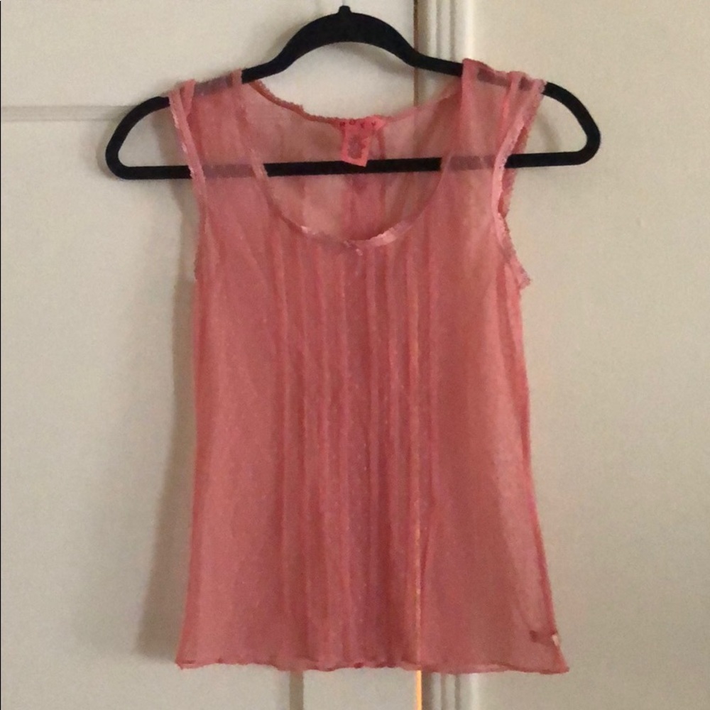 Roxy mesh pink polka dot shirt